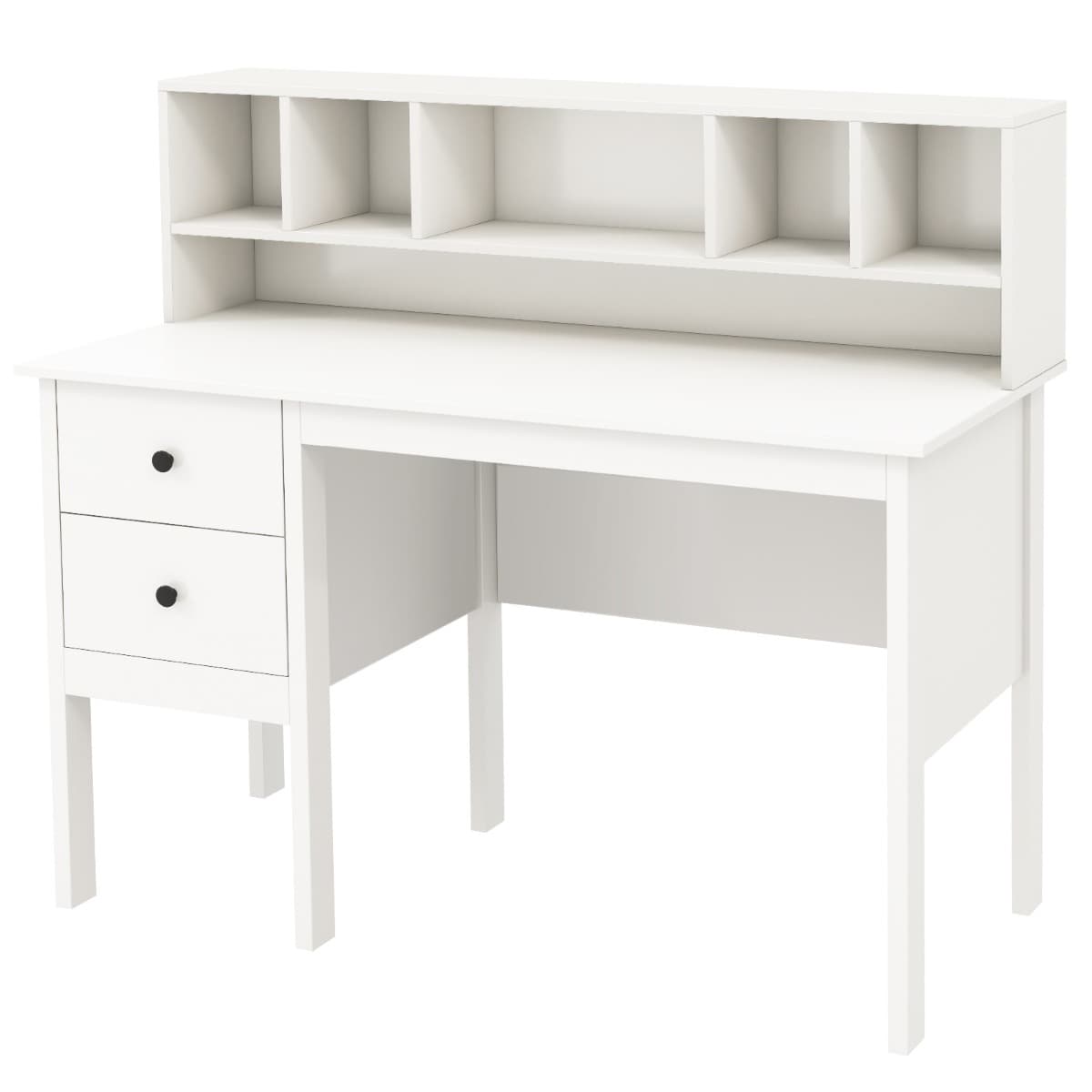 CostwayBureau d'Ordinateur 60 x 120 cm Bureau d'Écriture avec 5 Compartiments et 2 Tiroirs de Rangement Blanc