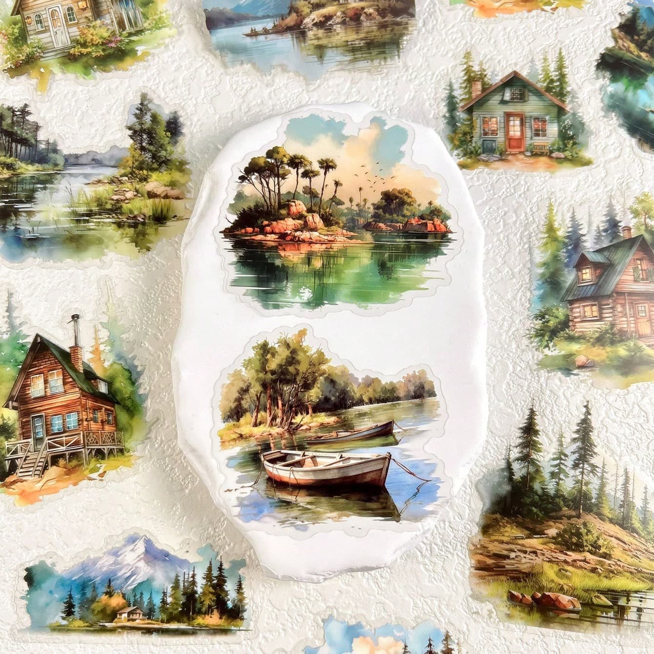 30 pièces/paquet Autocollants de journalisation de thème de voyage et de paysages avec motifs floraux et végétaux pour la décoration de