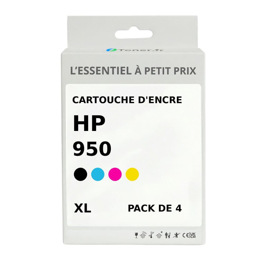Pack de 4 cartouches d'encre compatibles HP 950 XL Noir et couleurs